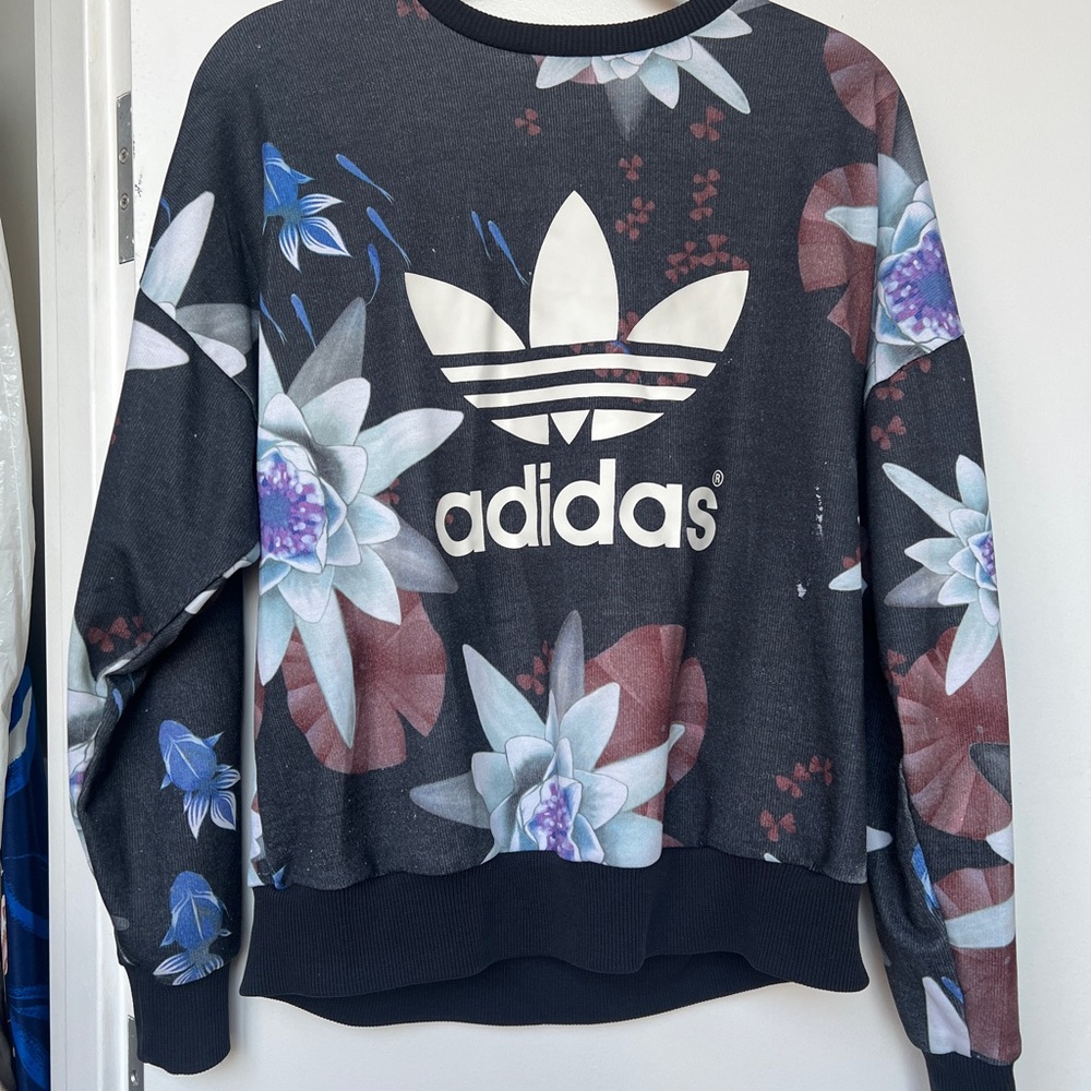ADIDAS Originals X Shinpei Naito Black floral Pullover Sweatshirt